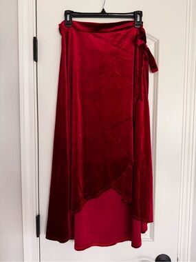 Fantastic Fawn Wrap Red Velvet Skirt